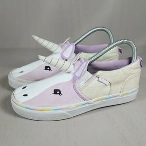 Vans Off The Wall Athletic Slip On Shoe Youth Girls Size 4.5 721356 Pink Unicorn